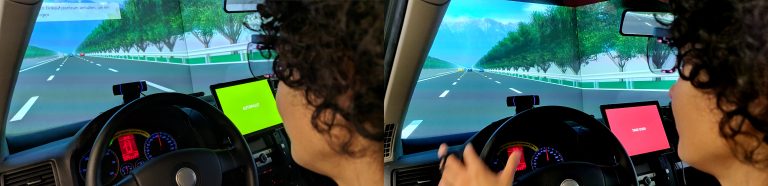 Text Comprehension Teaser showing the task with heads-up display and the take-over scenario.